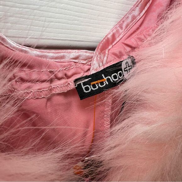 Boohoo Pink Satin Romper with Plunging Neckline and Pom Poms 24 - Picture 5 of 8